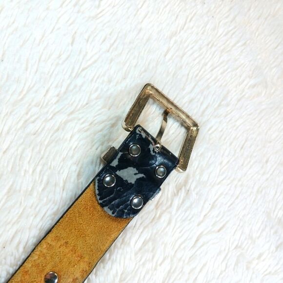 Studded Black Leather Belt with Silver Buckle Moto Bikercore Grunge S/M........ - Picture 15 of 15